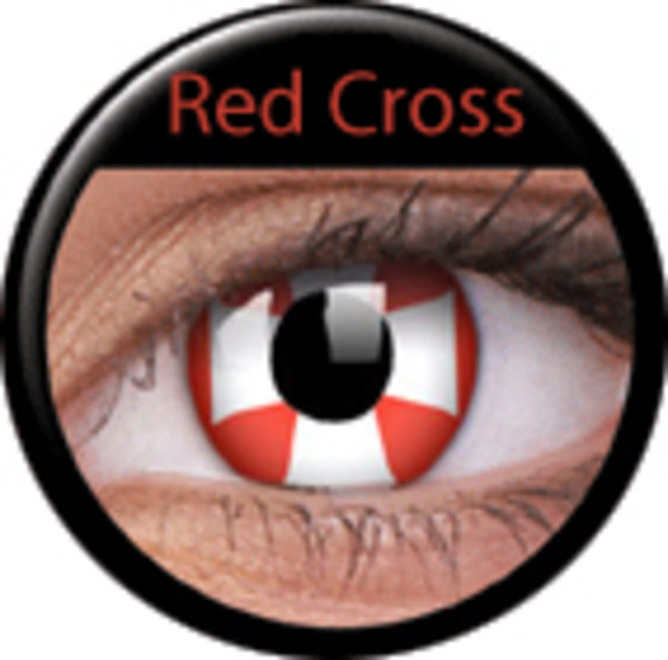 ColourVue Crazy čočky - Red Cross (2 ks roční) - nedioptrické